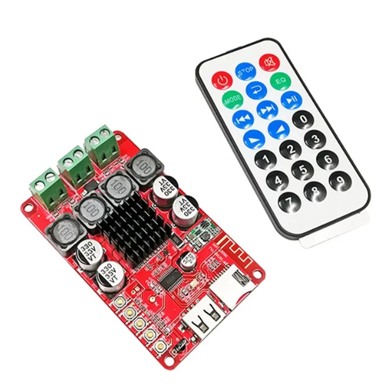 

TPA3116 Плата цифрового аудиоусилителя TF-карта Bluetooth 2.1 Плата усилителя звука 2X50 Вт Bluetooth для приемника FM-радио