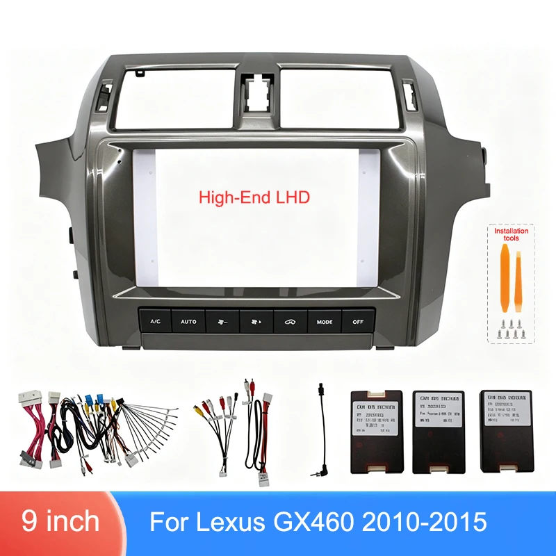 9 Inch Car Radio Fascia Frame Cable CANBUS Kit For Lexus GX460 2010-2015 High End LHD Android Stereo Dashboard Trim