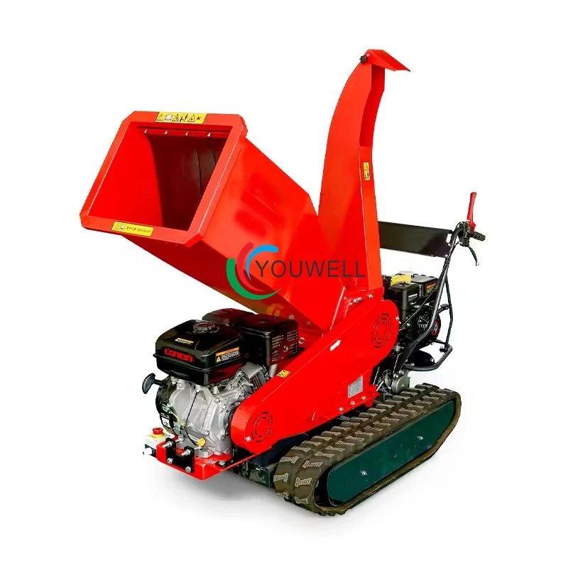 High-Capacity Mobile Tracked Wood Waste Shredder Farm Waste Biomass Fuel Forestry Machinery Branch Crusher Factory Price 1 Year