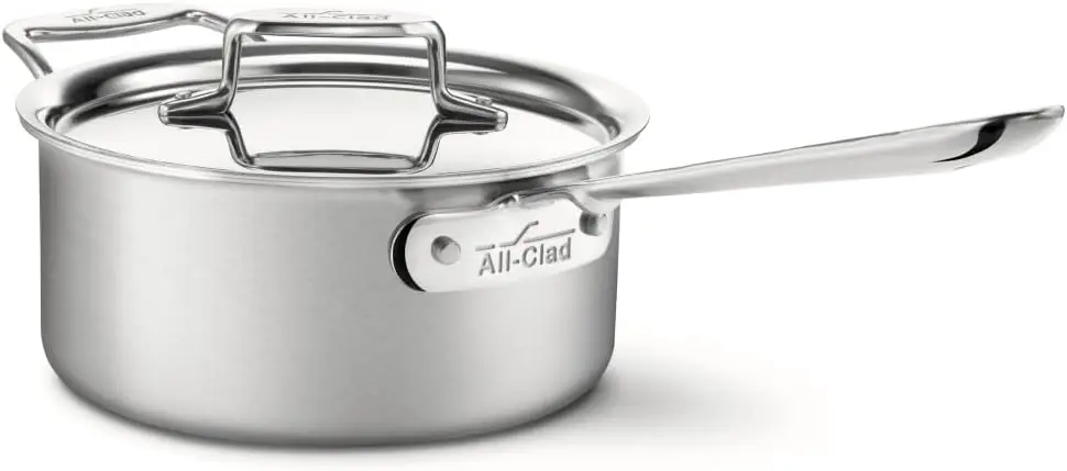 

D5 5-Ply Stainless Steel Sauce Pan 3 Quart Induction Oven Broiler Safe 600F Pots and Pans, Cookware Silver