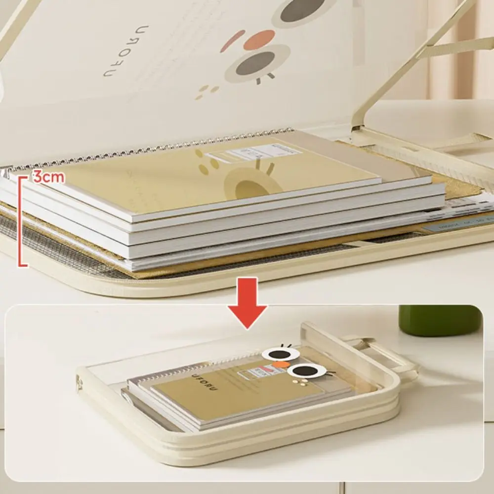 Cute High-capacity Book Storage Bag Foldable Waterproof Portable File Bag Dustproof PVC Handheld Bag Travel