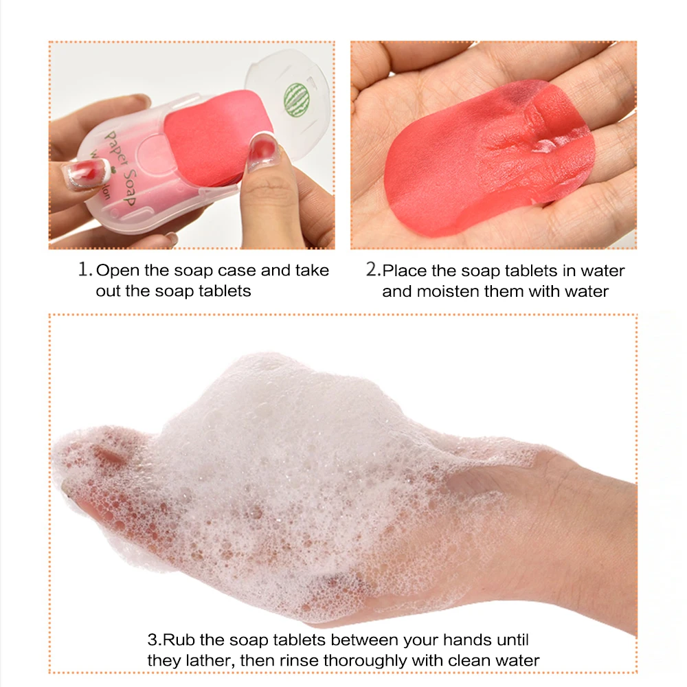 صفائح صابون اليد المحمولة للسفر | مناديل تنظيف تذويب | خالية من الكحول | أثناء التنقل 50 ورقة/صندوق #6