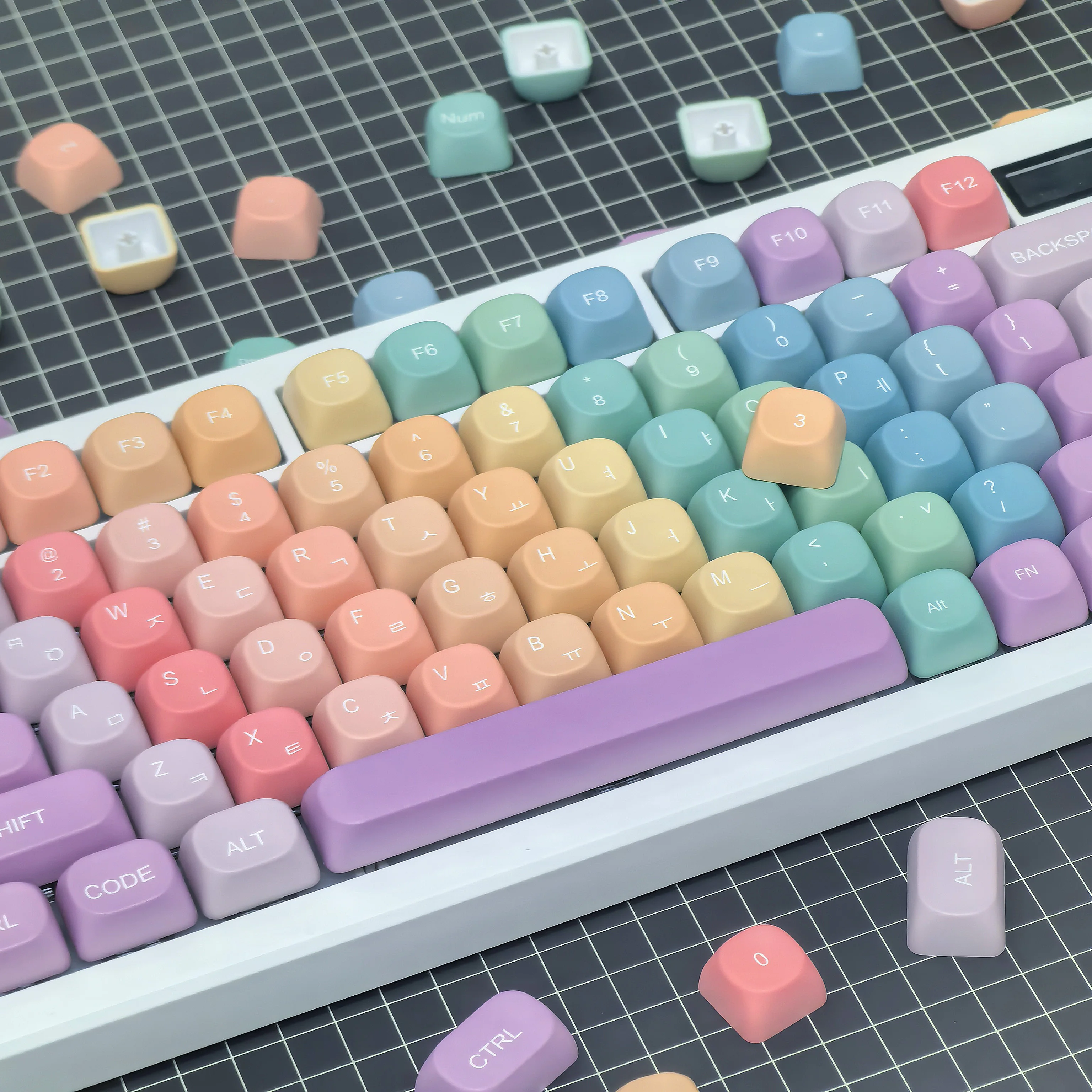 Arco Iris MOA coreano Keycap 126Key lindo caramelo colorido personalizado PBT Keycaps sublimación de tinte ruso Keycap para teclados mecánicos