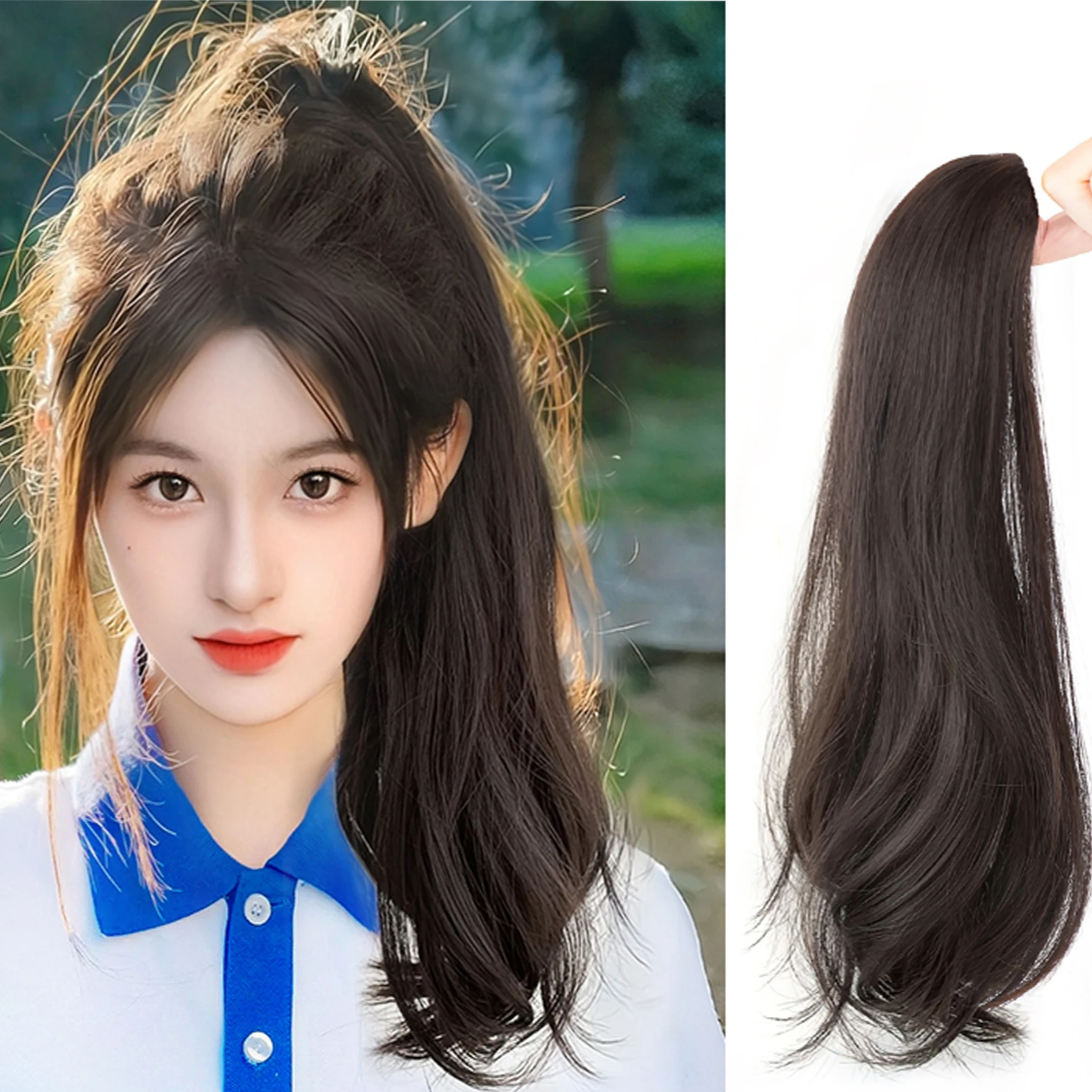 Synthetic 60CM ponytail wigs female simulation hair high ponytail grab clip wigs natural micro curls twist braid wigs braid wigs