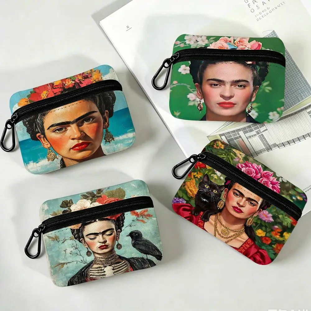 F-FridaS-S K-KahloES Waterproof Oxford Cloth Zipper Wallet Portable Hanging Small Coin Purse For Travel