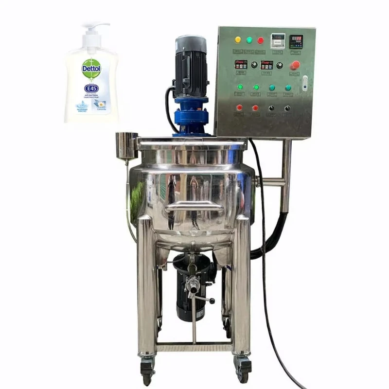Hand sanitizer saponification electromechanical heating high shear homogenizer