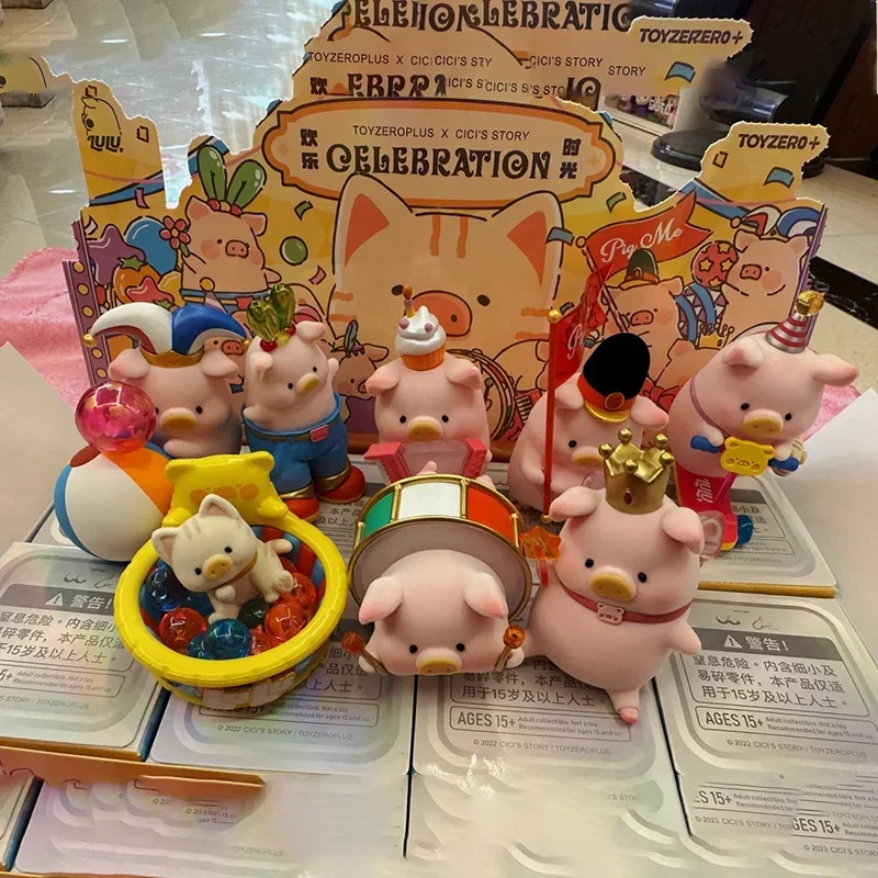 Superhot LuLu Pig Happy Hour Series Blind Box Toys Carnival Blind Box Toy Kawaii Doll Action Figure Birthday Gift Kid