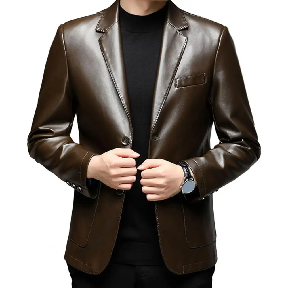 Men Jacket Featuring Pockets Lapel Collar Jacket Button Cuffs chaquetas hombre