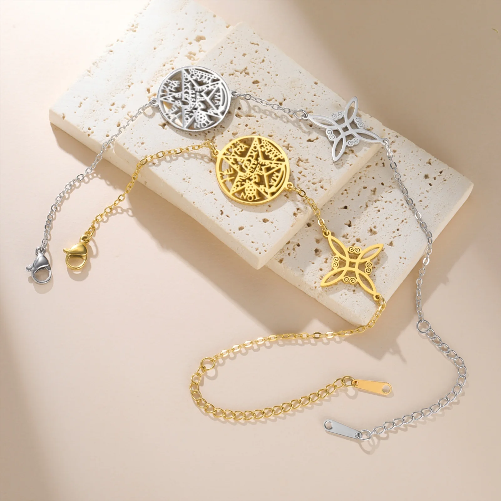 Jeshayuan Hexenknoten-Armband, jüdisches hebräisches Tetragrammaton-Armband, Hexerei-Pentagramm-Armband für Frauen, Amulett, Schmuck, Geschenk – Detail 1
