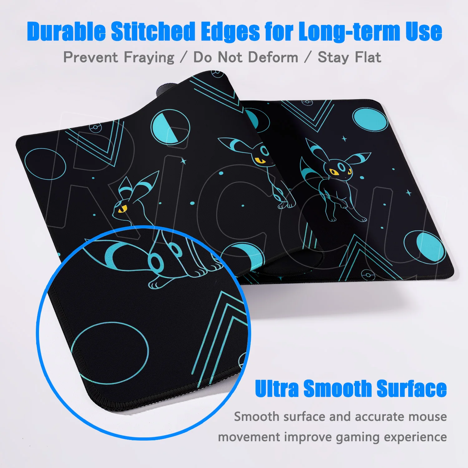 Nowa Podkładka pod Mysz Laptop Kawaii Czarna Księżycowa Umbreon Podkładka XXL PC P-pokemon Akcesoria Gamingowe Mata pod Klawiaturę Japońskie Anime HD Mata na Biurko — zdjęcie produktu 4