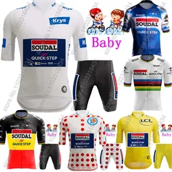 Kids 2024 Soudal Quick Step Cycling Jersey World Champion Set Boys Girls Cycling Clothing Children Bike Suit MTB Ropa Maillot