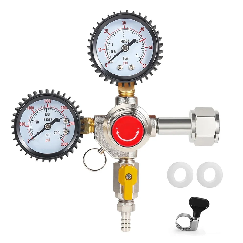 

Draft Beer CO2 Regulator,W21.8/CGA-320 Homebrew Keg Pressure Co2 Regulator with Rubber Protective Cover for Gauge