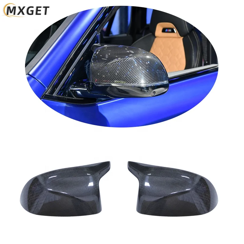 ل BMW X3M X4M X5M X6M غطاء مرآة جانبية ألياف الكربون الجافة مرآة الرؤية الخلفية قبعات ل F97 F98 F95 F96 2019-IN