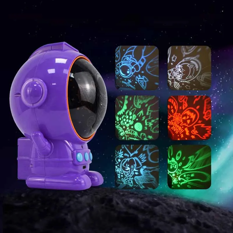 Proyector de Robot espacial con carga USB para niños, juguetes eléctricos con luces y música, proyección para dormir, juguetes emisores de luz, novedad