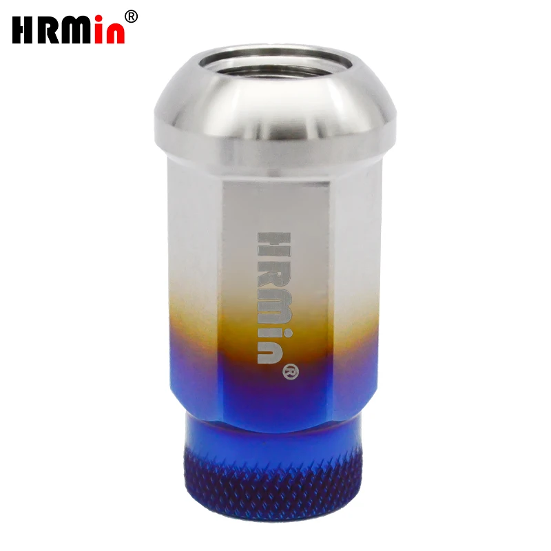 Automobile Vehicle Open Round Knurled End 19mm Hex Spherical Seat Gr.5 Titanium Lug Nut M14x1.5mm
