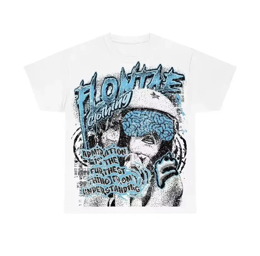 High Street Tops Hip Hop Y2K Legend Blue 11s Flontae T-shirt Print Cotton Tops Summer New Vintage Fashion Streetwear Unisex