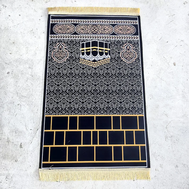 Polyester  Velvet Square Prayer Rug Thick Embossed Carpet for Living Room