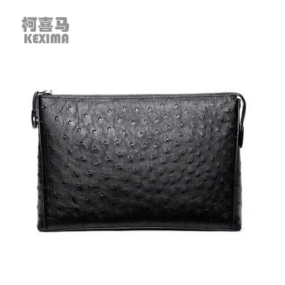 KEXIMA hanlantge new Ostrich leather  handbags male ostrich bag business  large capacity  Hand bag  long  Men bags  male wallet