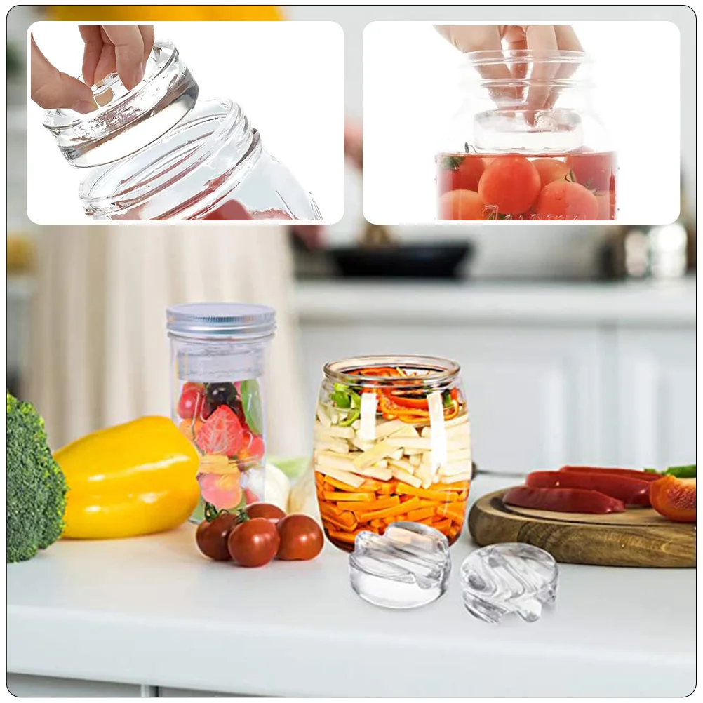 4pcs Fermentation Stone Wide Mouth Mason Jar Accessory Beer Brewing Kit Transparent Glass Weights Pickle Making Jar Protruding