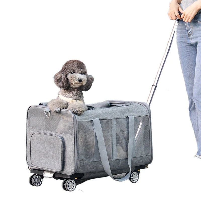 

Pet trolley case, hatchback oversized cat bag trolley breathable out portable pet cage medium and small dog