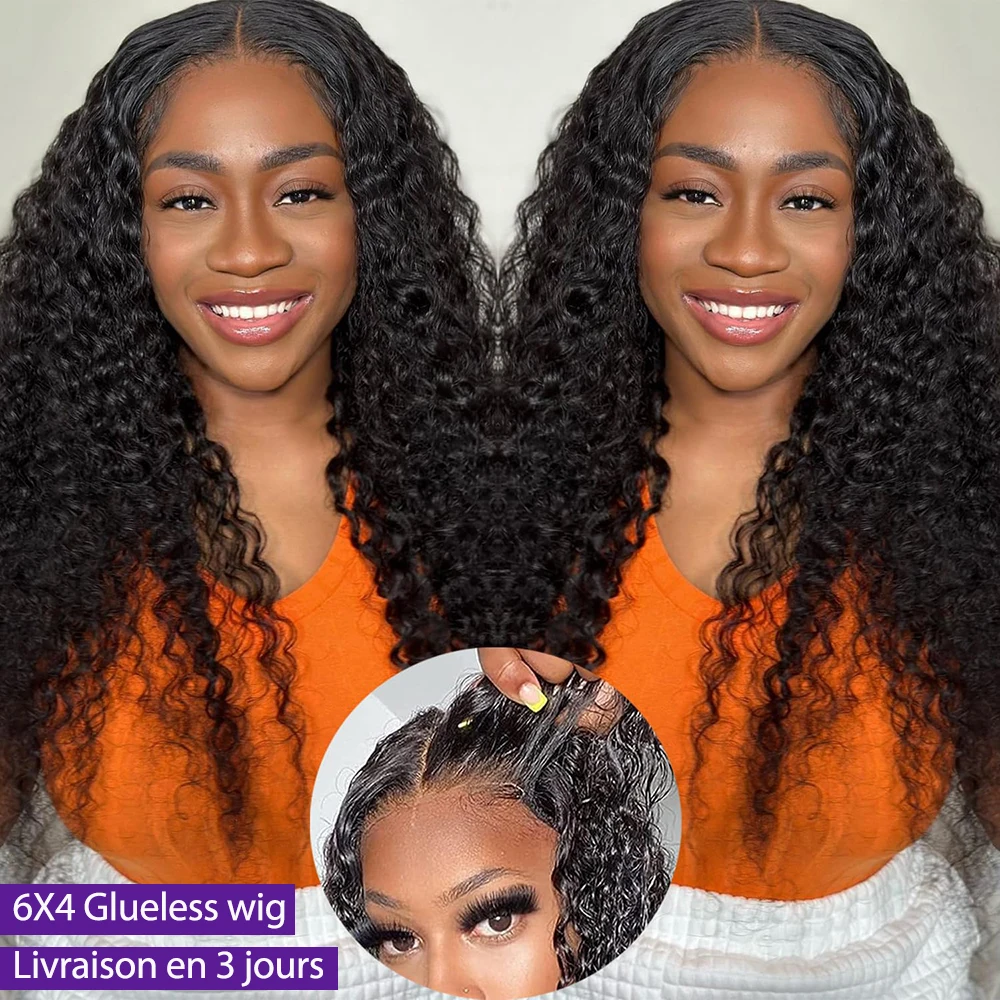 6x4 Lace Water Wave Glueless Wigs Lace Front Human Hair Wig Pre Cut Lace Wigs 100% Human Hair Pre Plucked 3 Days Delivery