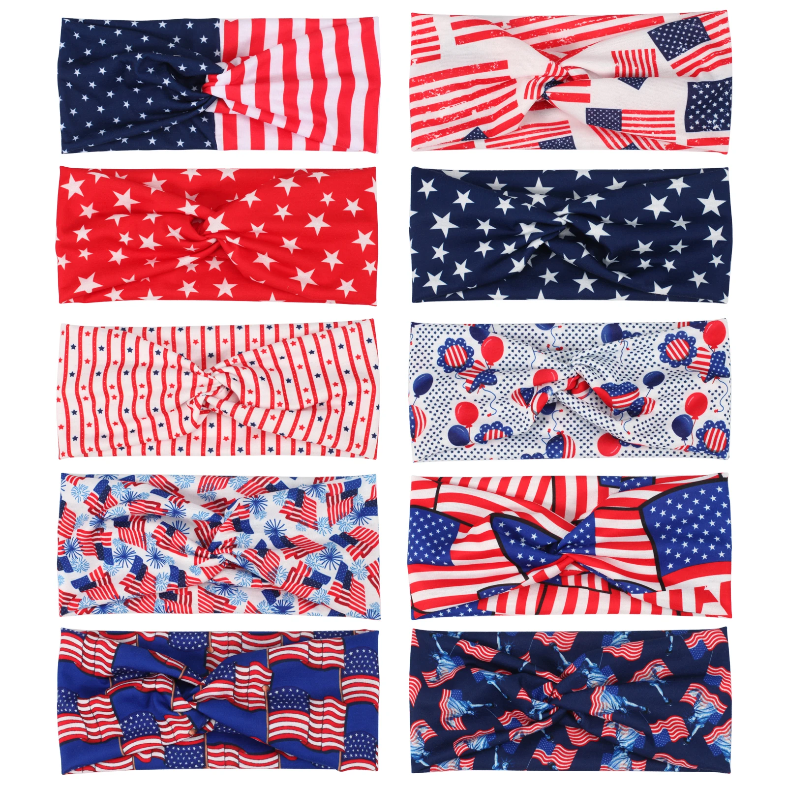 USA Flag Headbands for Women Girls Red White and Blue Patriotic American Flag Hair Accessory