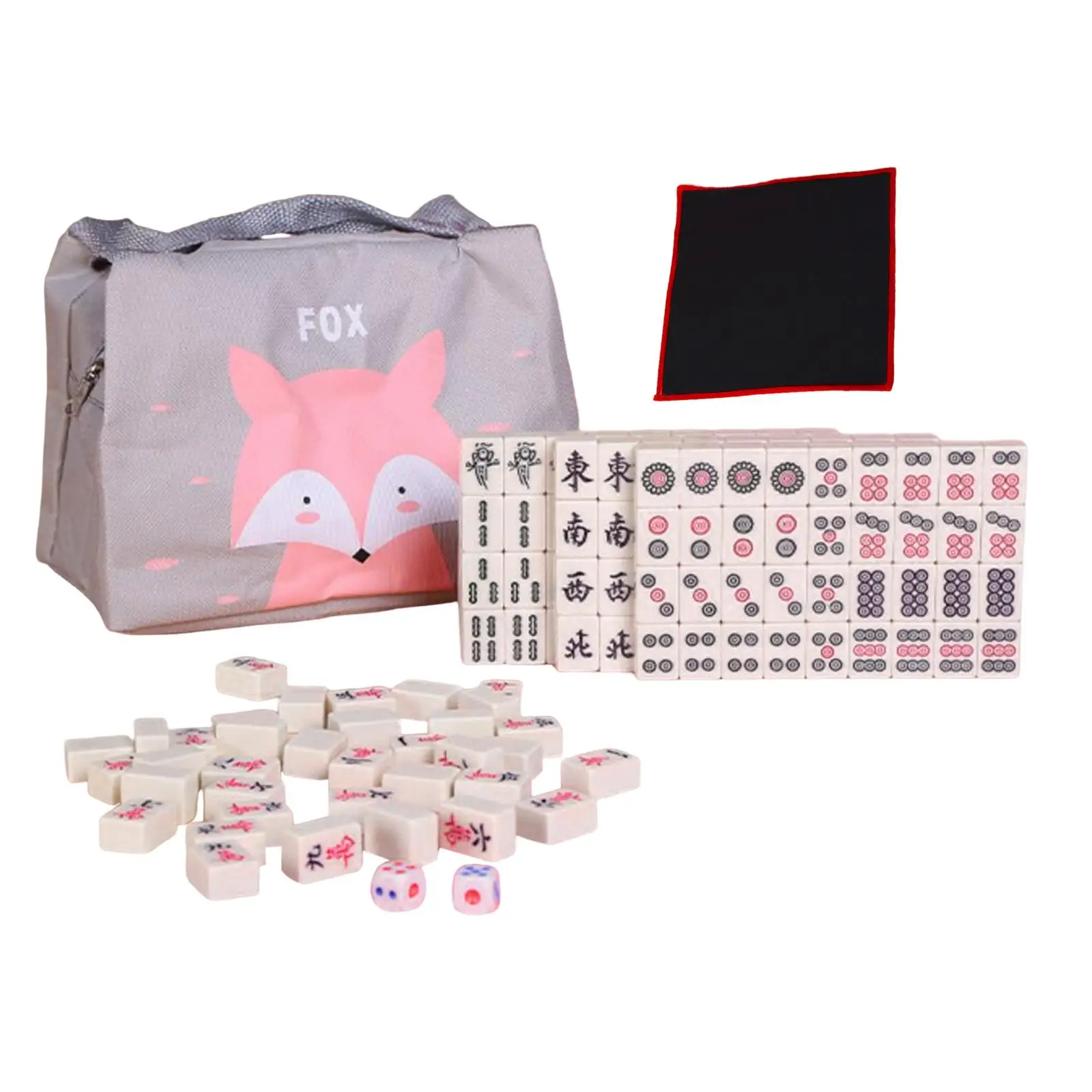 Chinese Mahjong Set with Carrying Travel Case Travel Mahjong Set for Family Party Game Traditional Chinese Mahjong Board Game