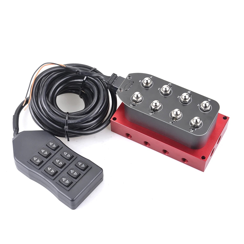 Universal Red 12V 8-position Solenoid Valve  with 5-meter Wire Handle with Five Display Air Pressure Gauge