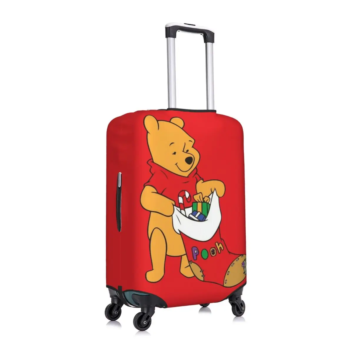 Capa de bagagem de Natal personalizada Winnie The Pooh Capa protetora de mala engraçada terno para 18-32 polegadas