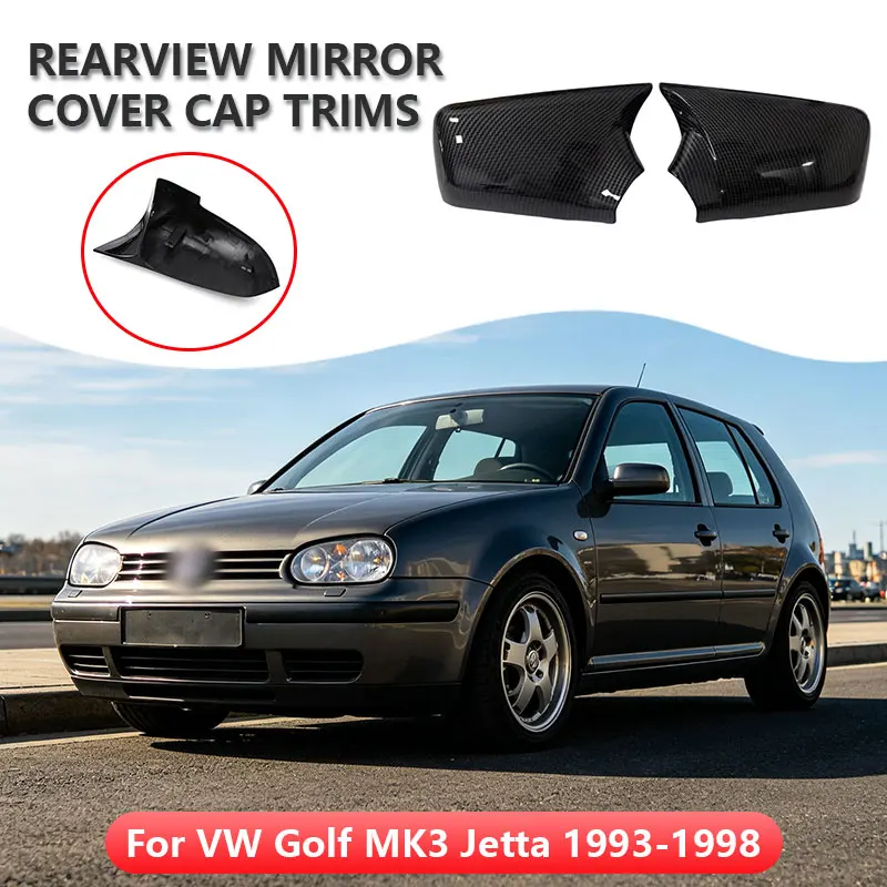 For VW Golf MK3 Jetta 1993-1998 Car Sticker Rearview Side Mirror Cover Wing Cap Exterior Door Rear View Case Trim Carbon Look