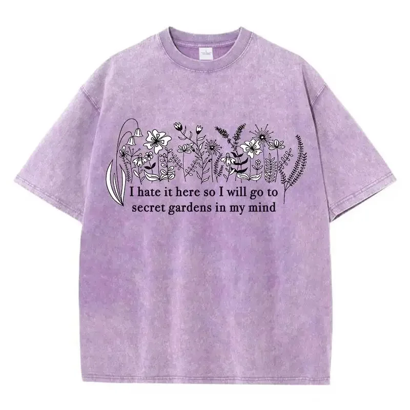 T-shirt en Coton Délavé à Col Rond pour Femme, Vêtement de Rue, Taylor Go To SecExamen, HPIN My Beaumont Imprimé, Y-adt DistMurcia