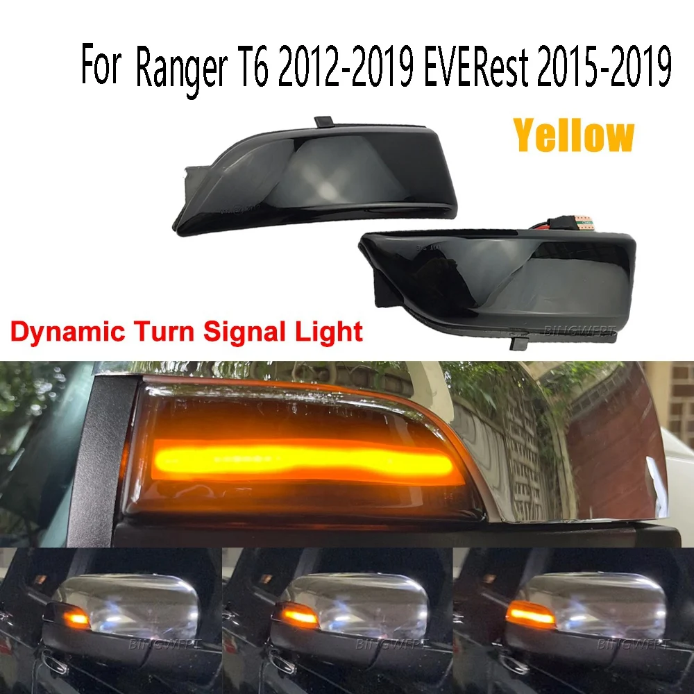 For Ford Ranger T6 2012-2019 Everest 2015-2019 Dynamic Scroll LED Turn Signal Light Sequential Rearview Mirror Indicator