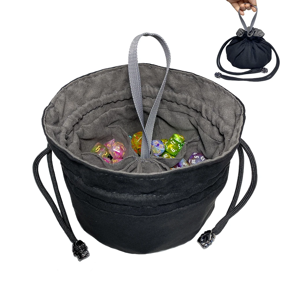 Bolsa De Terciopelo Con Cordón Para Dados Y Joyas – Gris, Doble Capa, Fondo Redondo, Ideal Para Tarot, Juegos De Mesa Y Almacenamiento