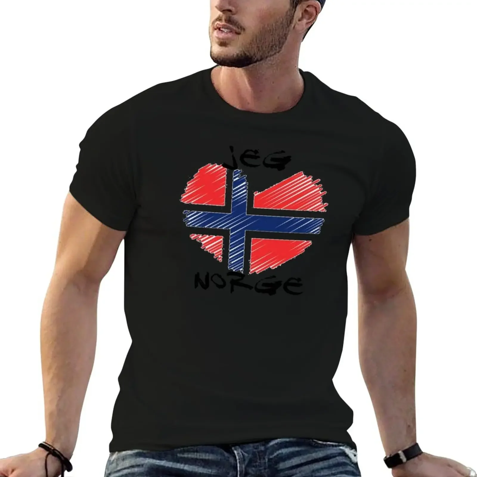 jeg elsker norge, I love Norway, go norway T-Shirt blacks blue archive graphic shirts Blouse compression shirt men