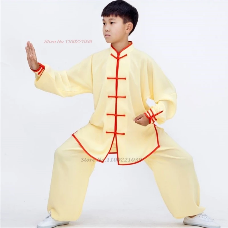 2024 chinese children tai chi uniform wushu kung fu set traditional taiji practice martial arts wing chun stage performance suit