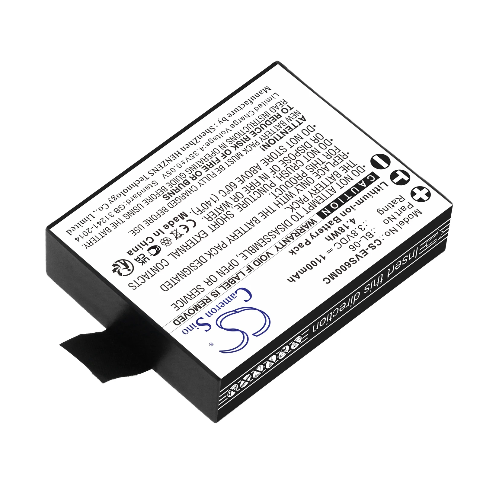 CS Replacement Battery For EZVIZ S1c, S2, S3, S5, S6 BL-06 1100mAh / 4.18Wh Camera