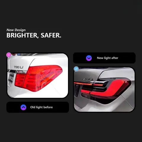 BMW 7 시리즈 F02 2009-2012 미등 어셈블리 구 모델, 새로운 모델 G12 타입으로 업그레이드, 방향 지시등, 브레이크 램프 수정