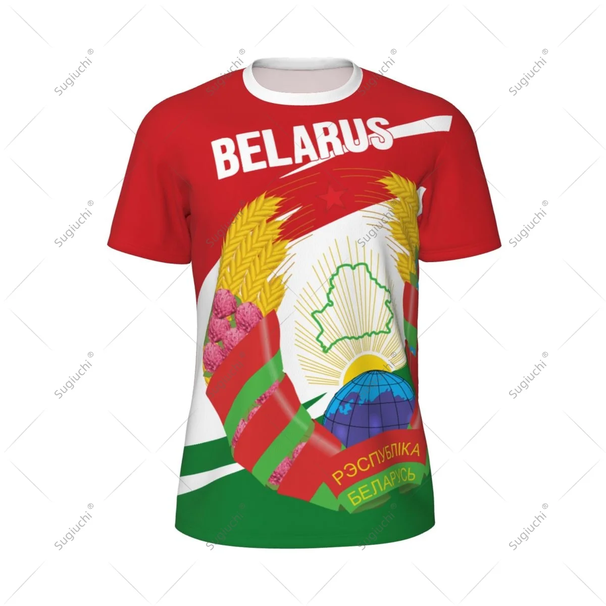 Belarus Flag Men Sports T-shirt Women Tees jersey for Soccer Football Running Bike Tennis Fitness Fans - view 2