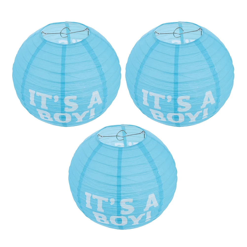 

3 Pcs Gender Reveal Lantern Decorative Paper Boys Supplies Decoration Celebrations Practical Details
