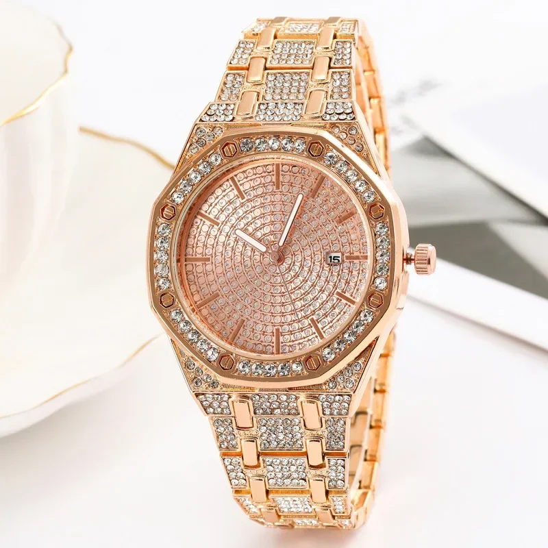 Watch Golden Rose Gold Silver Hip Hop Mens Watch Fashion Cool Bling Diamond Stylish All Diamond Watch for Hip Hop