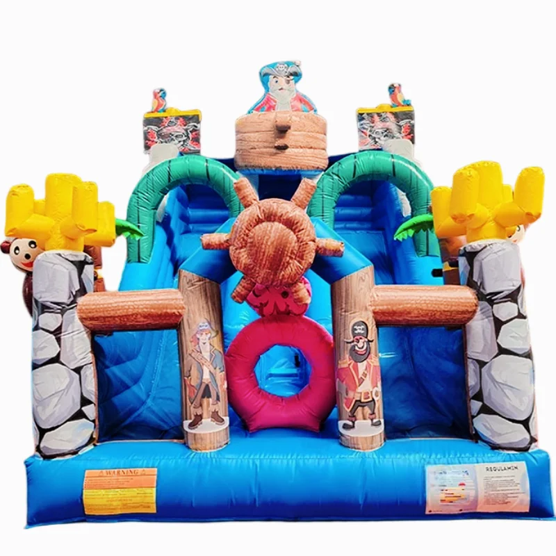 6x4 Meter Pirate Ship Inflatable Dry Slide Bounce House PVC Combo Bouncy Castle with Slide and Ball Pit for Party Rental Events