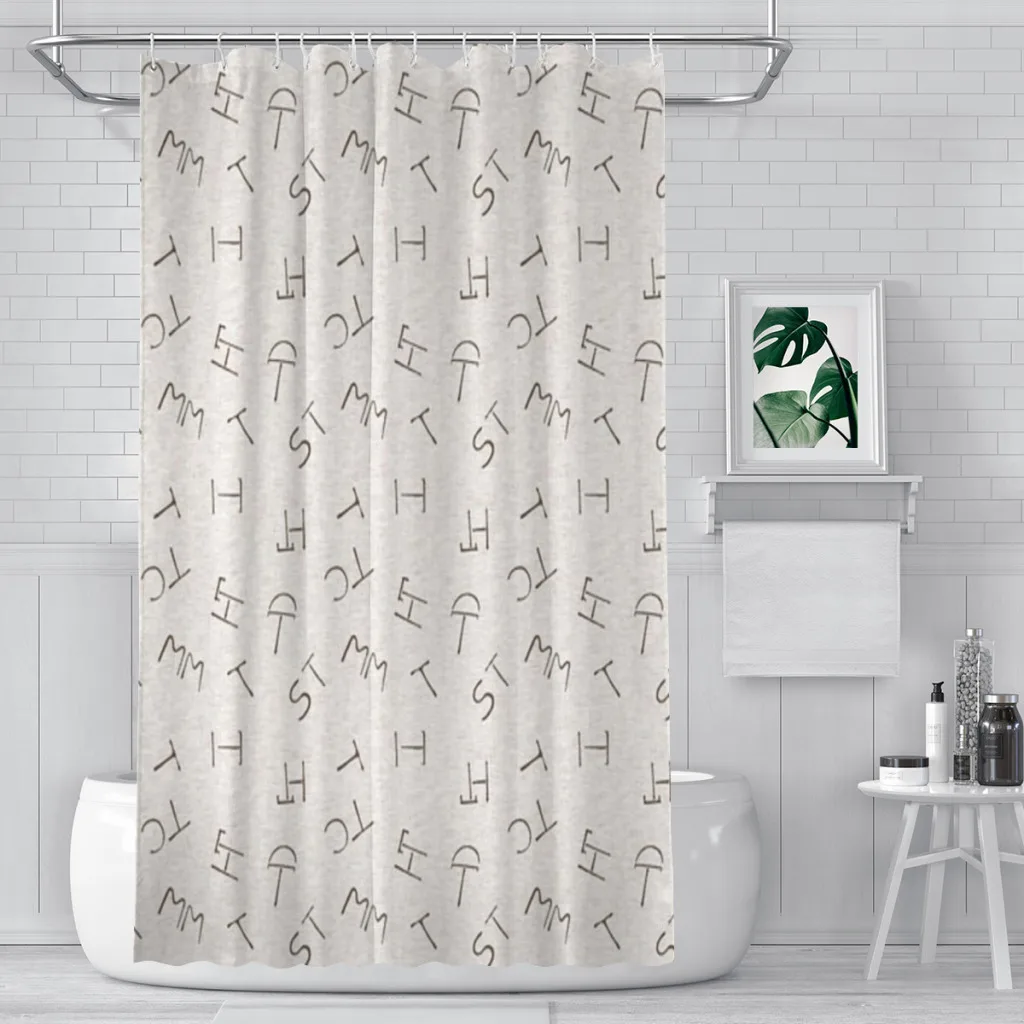 

Cattle Brands - Beige Unique decor Modern Fabric Bathroom Shower Curtains art design Print Curtain