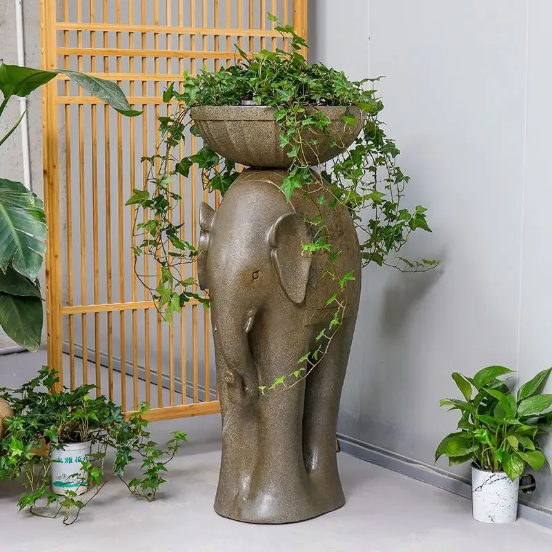 Creative elephant flower pot courtyard balcony landscape decoration ornament garden arrangement bonsai stone landscaping