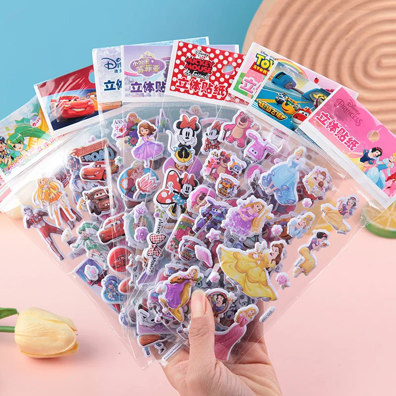

3D наклейки с пузырьками принцессы Диснея для детей, креативные стерео игрушки, награды, декоративные наклейки с героями мультфильмов, детские товары для рукоделия