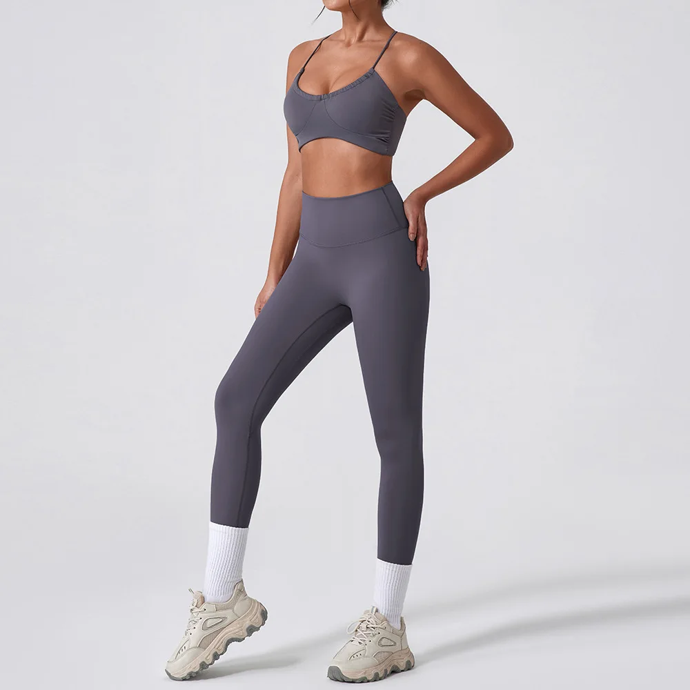 

Yoga Set 2PCS Women Sportswear Push Up Workout Clothes Athletic Wear Gym Legging Fitness Bra Crop Top Short Sleeve Sports Suits