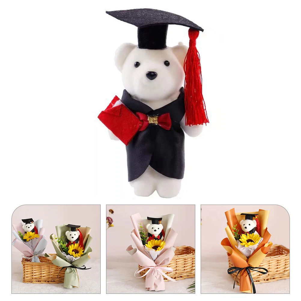 20 Pcs Graduation Dr Bear Stuffed Gifts for Bouquet Her Funny Girls Toys 2023 College Decorations Flower Accessories Key