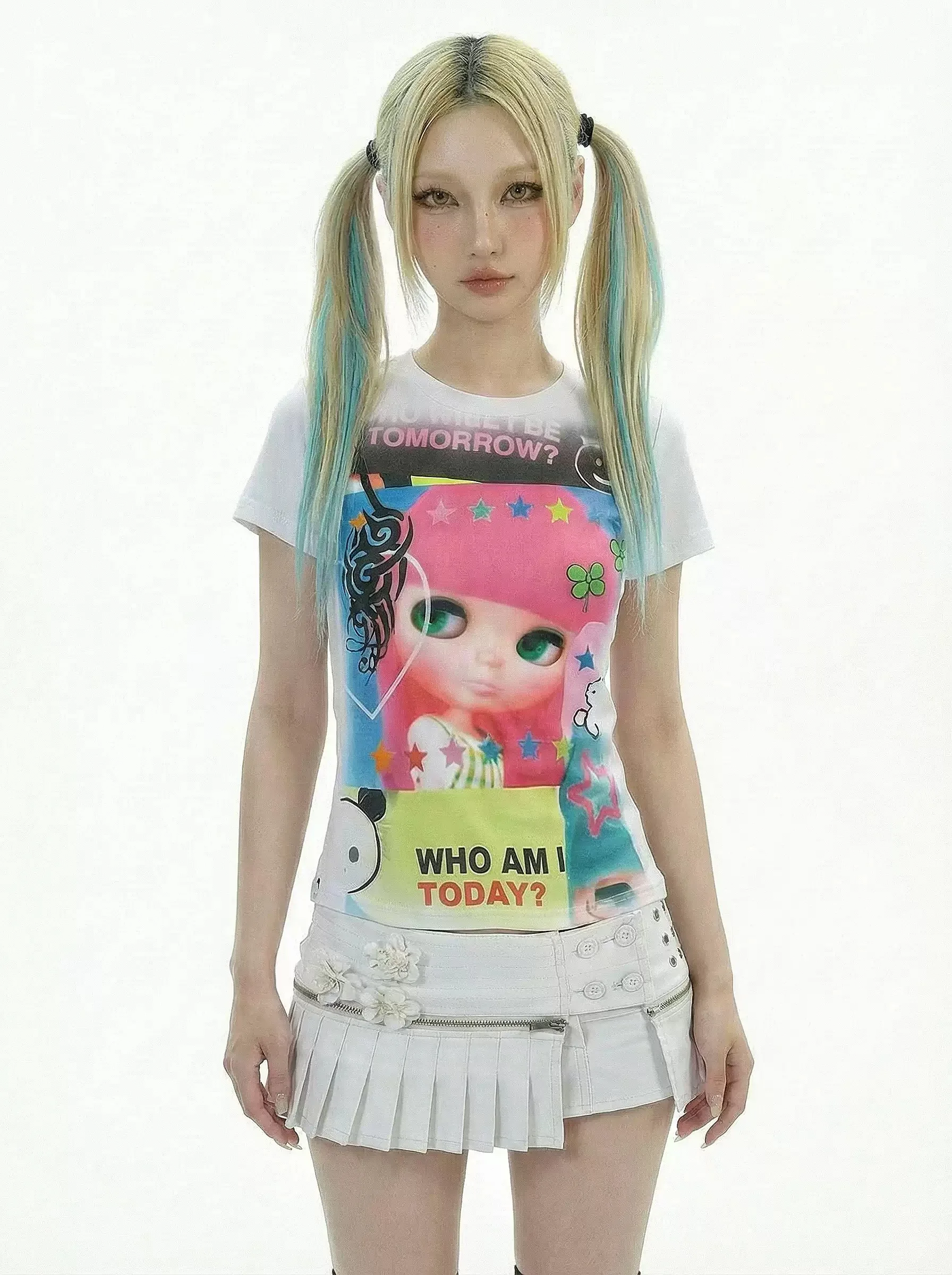 Japanese Y2k Kitty T Shirt for Women 90s Clothes Vintage Kawaii Female Women Clothing Crop Top Women's Cropped Woman T-shirts