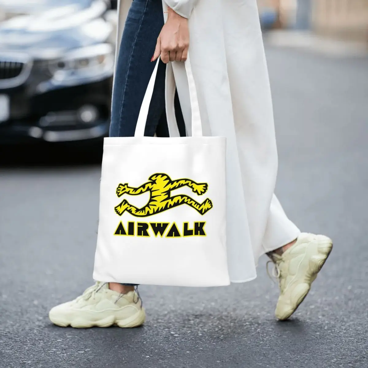 الوشم المدرسة القديمة نمط Airwalk أكياس التسوق المرأة قماش حمل حقيبة قابلة لإعادة الاستخدام السيدات حقيبة كتف حقيبة يد للسفر