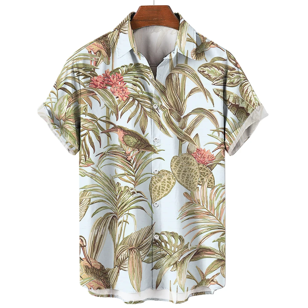 Men\'s Hawaiian Shirts Aloha Short Sleeve Top Casual Beach Social Blouse Holiday Print T-Shirts Oversized Tees Shirt Men Clothing