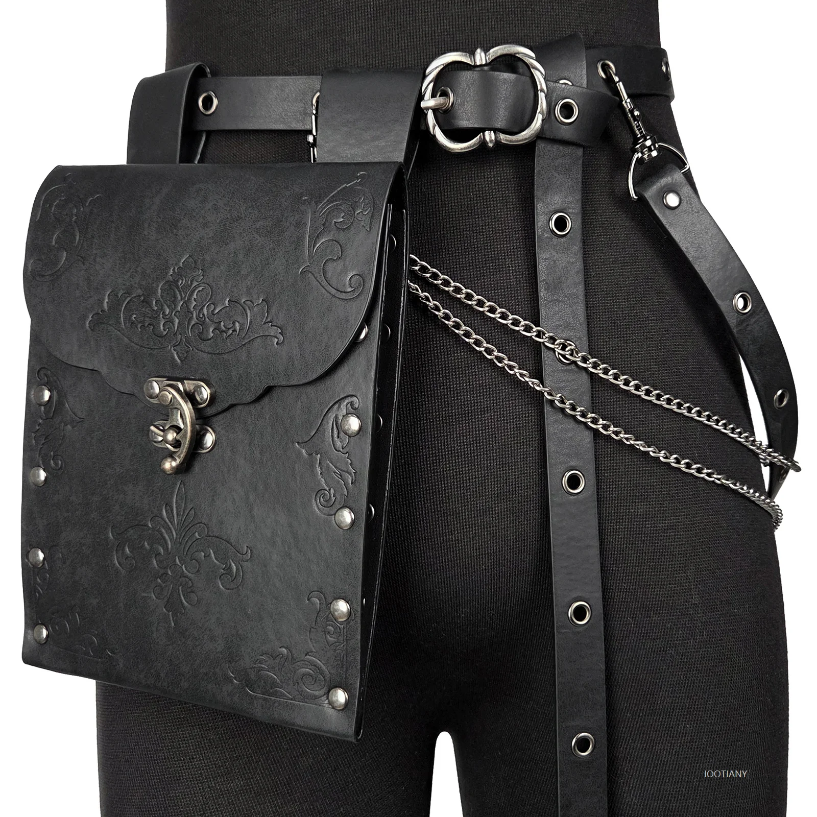 

Medieval Cosplay Belt Flat Belt Waist Bag Renaissance Steam Embossed Belt Role Play Adult Halloween Viking Belt Accessory Set